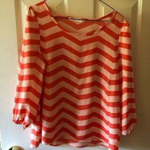 Orange chevron 3/4 blouse